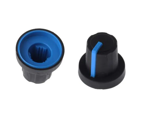 63-4757-27 Sifam Potentiometer Knob, Push-On Type, 16mm Knob Diameter, Black, Splined Shaft Type, 6mm Shaft 3/03/TPN110-006/237/233