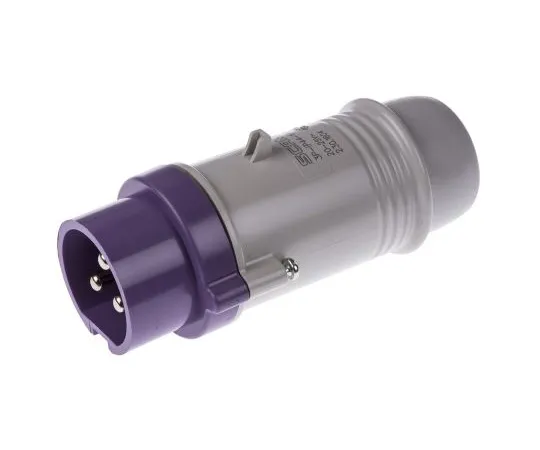63-4933-15 RS PRO IP44 Purple Cable Mount 3P Industrial Power Plug, Rated At 16A, 20 → 25 V 668-5351