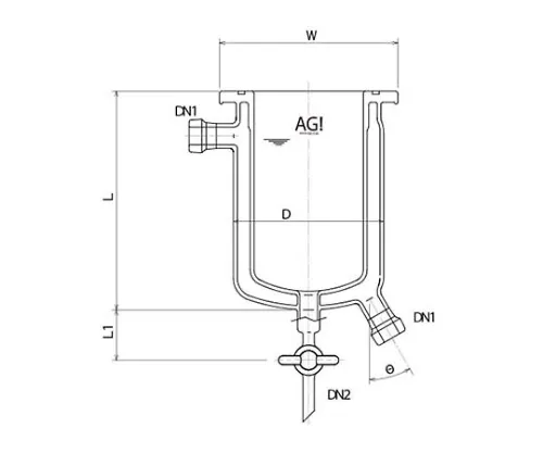61-4715-49　［Discontinued］Full Jacket Type Reaction Vessel with Drain Cock, O-Ring Groove　3070-03/75-M-G