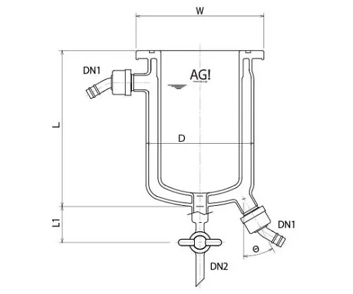 61-4715-25　［Discontinued］Full Jacket Type Reaction Vessel with Drain Cock, O-Ring Groove　3070-03/75-H-G