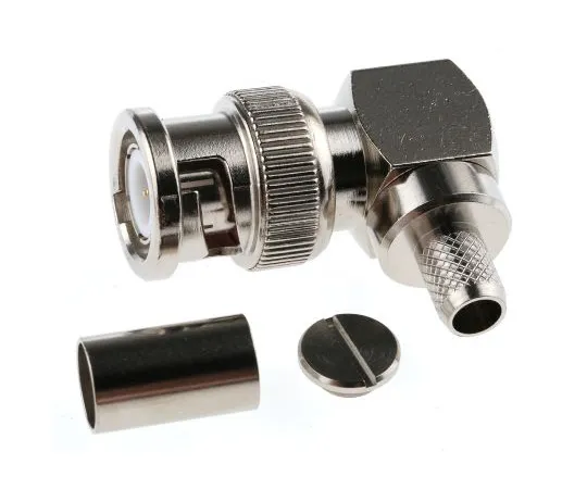 63-4874-45 RS Pro Right Angle 75Ω Cable Mount BNC Connector, Plug, Nickel, Crimp Termination, RG59 546-3888