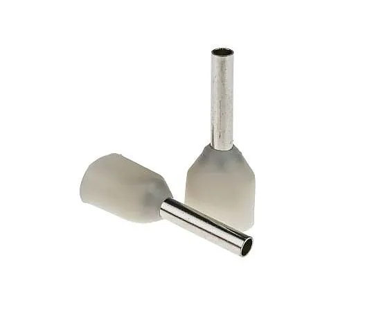 63-4759-76 RS PRO Insulated Crimp Bootlace Ferrule, 8mm Pin Length, 1.5mm Pin Diameter, 2 x 0.5mm² Wire Size, White 311-7971