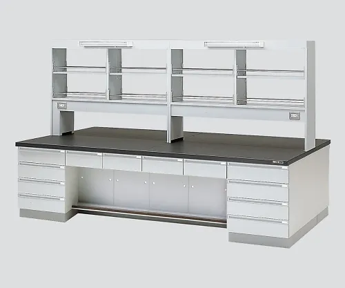 3-3750-01　［Discontinued］Central Laboratory Bench Wooden Type, Desk Type, with Reagent Shelf 1800 x 1200 x 800/1870　SGOF-1812
