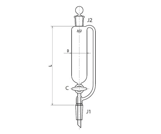 61-0187-69　［Discontinued］Balance Type Separatory Funnel Glass Cock 30mL　3740-30-3L