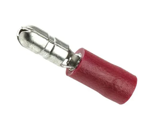 63-4896-51 RS PRO Insulated Male Crimp Bullet Connector, 0.5mm² to 1.5mm², 22AWG to 16AWG, 4mm Bullet diameter, Red 624-1342