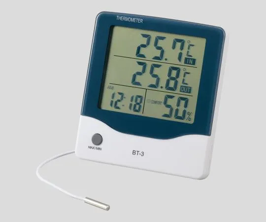 2-897-01-56　［Discontinued］Large Screen Temperature/hygrometer with Alarm Clock with English Calibration Certificate Certificate　BT-3