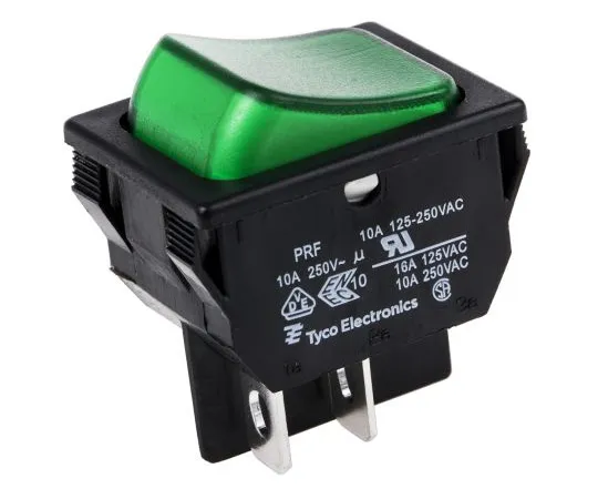 63-4832-25 TE Connectivity Illuminated Double Pole Single Throw (DPST), Latching Rocker Switch Panel Mount 1634201-5