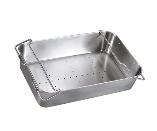 61-6557-87 18-8 IKD Antibacterial Stainless Steel Draining Carrying Tray 6289600