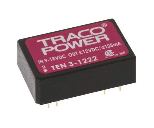 63-4732-57 TRACOPOWER TEN 3 3W Isolated DC-DC Converter Through Hole, Voltage in 9 → 18 V dc, Voltage out ±12V dc TEN 3-1222