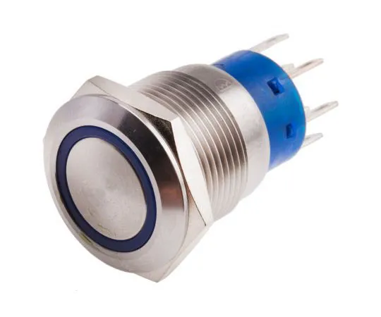 63-4661-45 RS PRO Double Pole Double Throw (DPDT) Latching Blue LED Push Button Switch, IP67, 19.2 (Dia.)mm, Panel Mount, 250V ac 111-5785