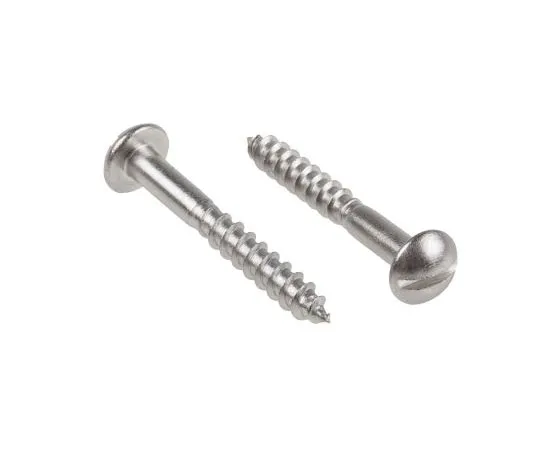 63-4691-01 Slot Round Stainless Steel Wood Screw, A2 304, 4mm Thread, 30mm Length 144-3531