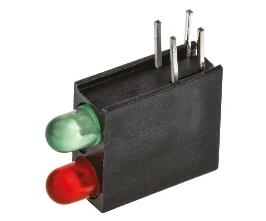 63-4873-64 Dialight 553-0112-200F, Green & Red Right Angle PCB LED Indicator, 2 LEDs, Through Hole 2.8 V 553-0112-200F