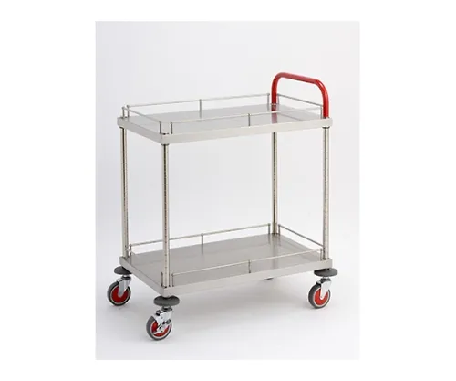 61-3799-33　［Discontinued］W18 Type Color Wagon with Guard Red (Shelf Board, Column/Stainless Steel (SUS304)) D460 x W610 x H960mm　W18F-S4606R