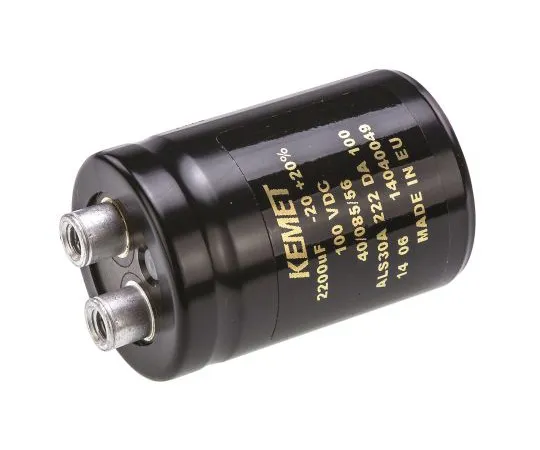 63-4778-13 KEMET 2200μF 100V dc Aluminium Electrolytic Capacitor, Chassis Mount 36 x 52mm +85°C 36mm 52mm ALS30A222DA100