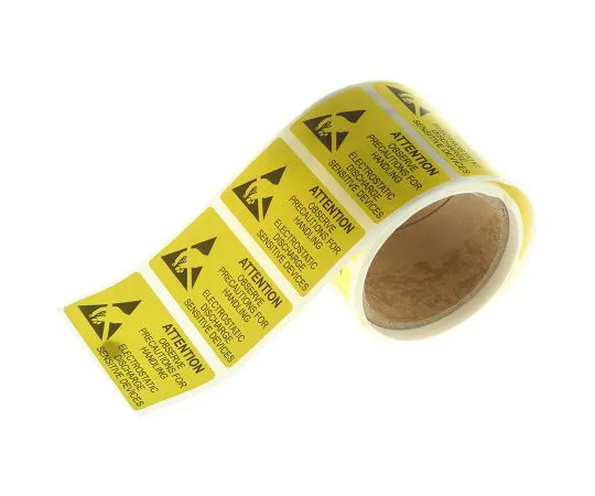 63-4774-18 RS PRO Yellow Vinyl ESD Label, Attention-Text 45 mm x 25mm 364-3593