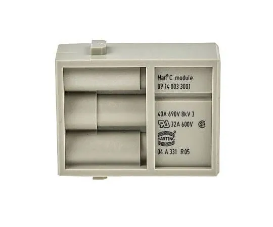 63-4734-10 Han-Modular Series Male Module, 3 Way, 3 Row, Rated At 40A, 690 V, Han C 9140033001
