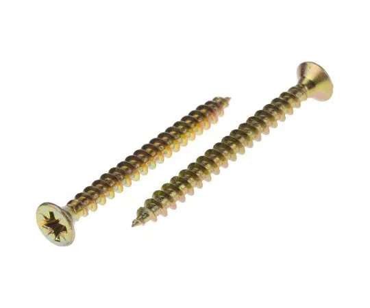 63-4690-61 Pozidriv Countersunk Steel Wood Screw Yellow Passivated, Zinc Plated, 4.5mm Thread, 50mm Length 144-3482