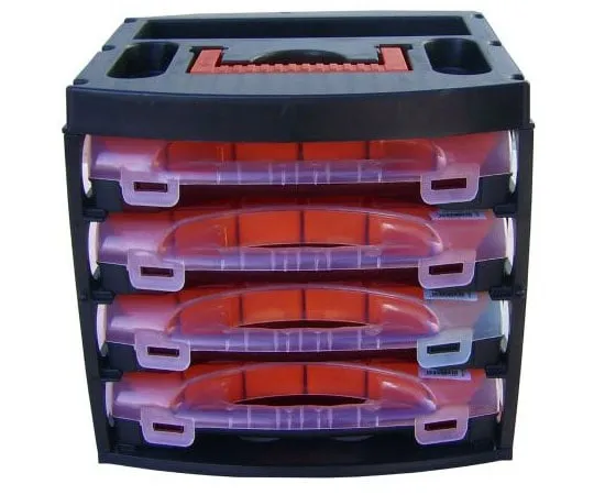 63-4677-80 RS PRO 64 Cell Black, Orange, Red Polypropylene, Adjustable Compartment Box, 300mm x 280mm 124-6593