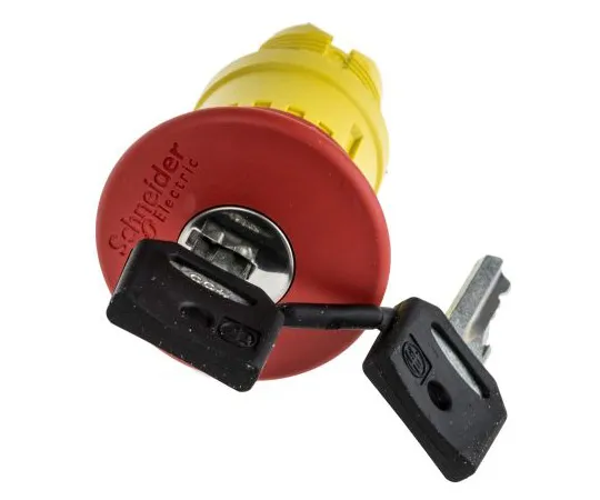 63-4791-28 Schneider Electric Harmony XB5 Series, Red Emergency Stop Push Button, Key Release, 22mm Cutout ZB5AS944