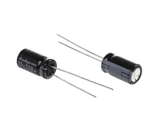 63-5052-74 Rubycon 220μF 25V dc Aluminium Electrolytic Capacitor, Through Hole 6.3 (Dia.) x 11mm +105°C 6.3mm 2.5mm 25YXJ220M6.3X11