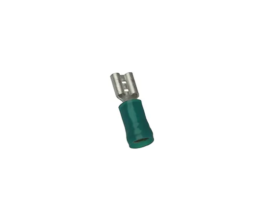 63-5096-25 TE Connectivity PIDG FASTON .250 Series Green Insulated Crimp Receptacle, 6.35 x 0.81mm, 2mm² to 3mm², 14AWG to 12AWG, 42844-1