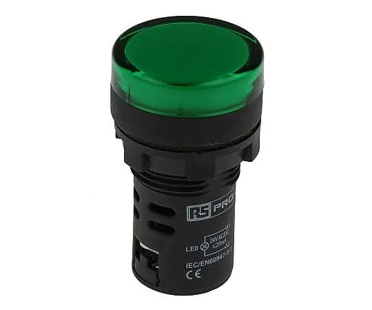 63-5078-32 RS PRO Green LED Pilot Light, 22mm Cutout, IP65, 24 V ac/dc 763-7918