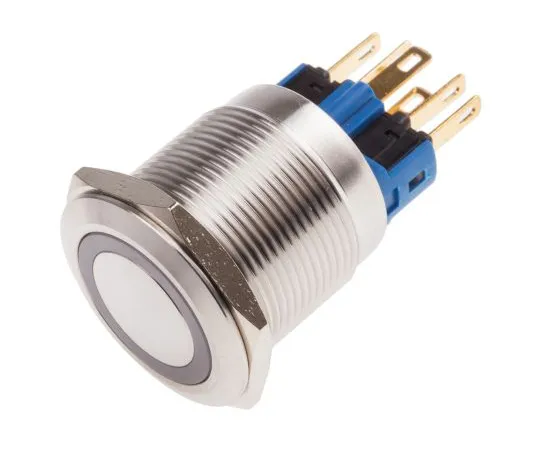 63-5125-56 RS PRO Single Pole Double Throw (SPDT) Latching Blue LED Push Button Switch, IP65, IP67, 22 (Dia.)mm, Panel Mount, 24V 811-8496