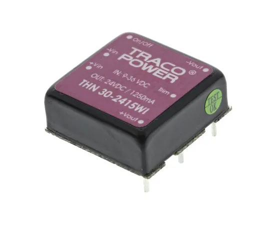 63-5095-16 TRACOPOWER THN 30WI 30W Isolated DC-DC Converter Through Hole, Voltage in 9 → 36 V dc, Voltage out 24V dc THN 30-2415WI