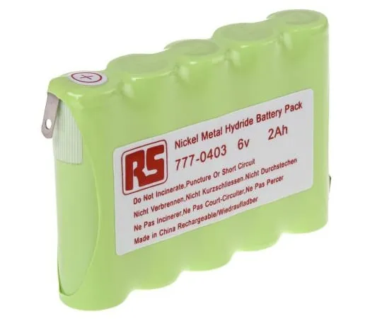 63-5091-90 RS PRO 6V NiMH AA Rechargeable Battery Pack, 2Ah 777-0403