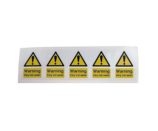 63-5091-64 RS PRO 1 x Hot Water Label (English), Black/White/Yellow Self-Adhesive Vinyl 776-0954