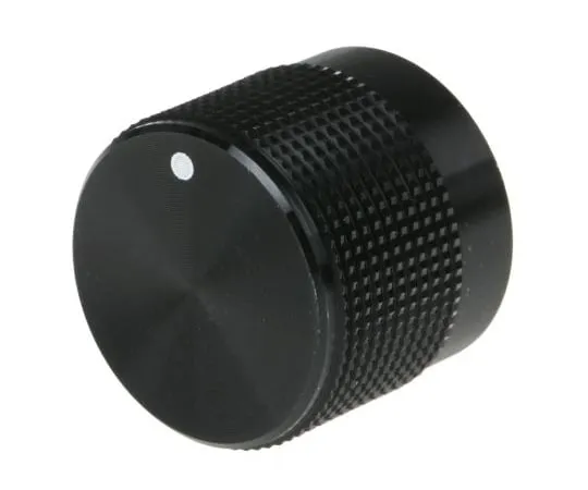 63-5092-12 RS Potentiometer Knob, Push-On Type, 20mm Knob Diameter, Black, Splined Shaft Type, 6mm Shaft 777-7300