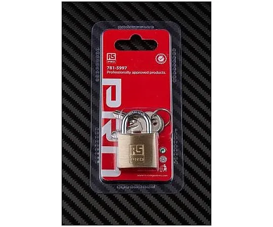 63-5095-65 RS PRO 30mm Brass Key Padlock 781-5997
