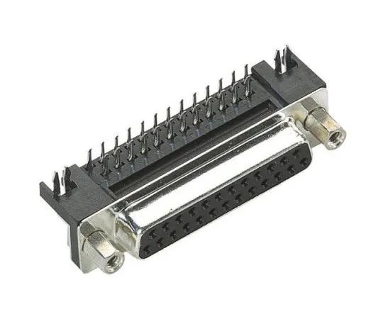 63-4971-14 Harting 37 Way Right Angle Through Hole PCB D-sub Connector Socket, 2.77mm Pitch, with 4-40 UNC Threaded Inserts, 9684537612