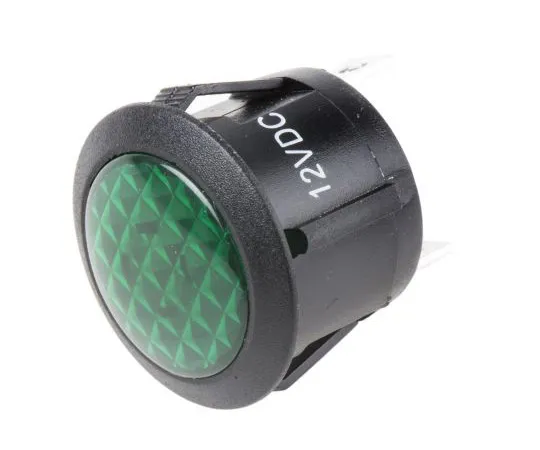 63-5108-41 RS PRO Green Incandescent Indicator, 12 V dc, 20.8mm Mounting Hole Size, Faston, Solder Lug Termination 793-2557
