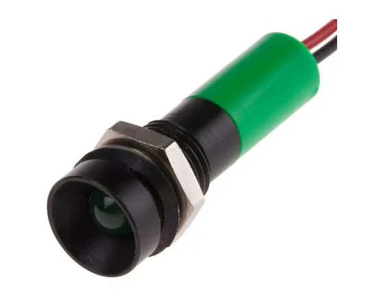 63-5024-08 RS PRO Green Indicator, 12 V dc, 8mm Mounting Hole Size, Lead Wires Termination, IP67 723-9491