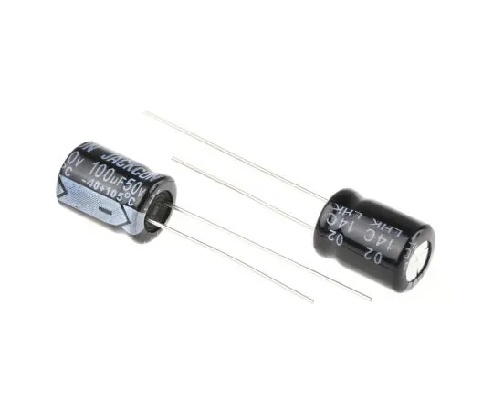 63-4998-44 RS PRO 100μF 50V dc Aluminium Electrolytic Capacitor, Through Hole 8 (Dia.) x 11mm +105°C 8mm 3.5mm 11mm 711-1441