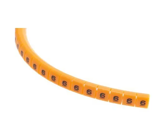 63-5125-95 RS PRO Snap On Cable Marker, Pre-printed 6 Black on Orange 3 → 3.4mm Dia. Range 812-1269