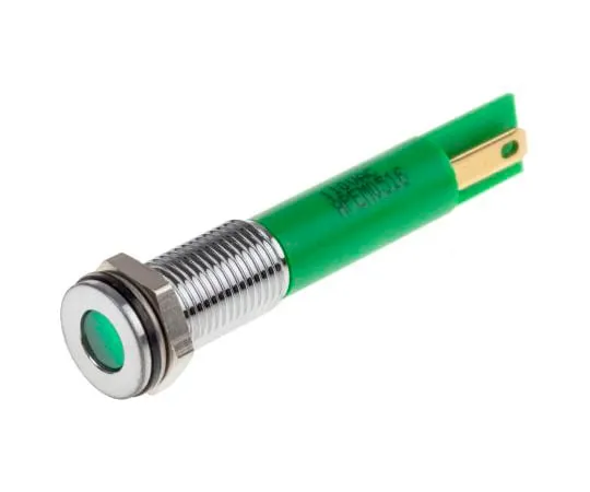 63-5176-04 RS PRO Green Indicator, 110 V ac, 8mm Mounting Hole Size, Faston, Solder Lug Termination, IP67 913-8725