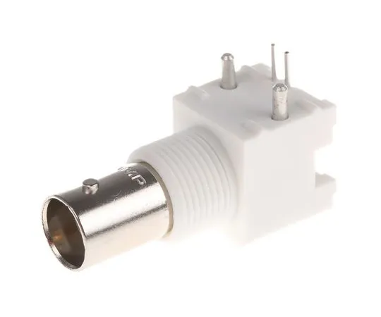 63-4996-76 TE Connectivity Right Angle 50Ω PCB Mount Bulkhead Fitting BNC Connector, jack, Nickel, Through Hole Termination 5227161-3