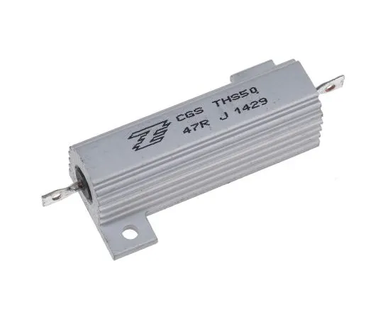 63-5061-63 TE Connectivity THS50 Series Aluminium Ho***d Solder Lug Wire Wound Panel Mount Resistor, 47Ω ±5% 50W THS5047RJ
