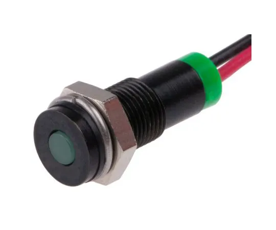 63-4978-01 RS PRO Green Indicator, 2 V dc, 6mm Mounting Hole Size, Lead Wires Termination, IP67 700-1845
