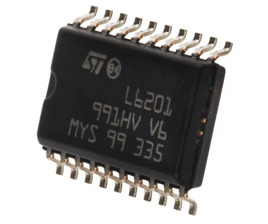 63-5004-21 STMicroelectronics L6201, Brushed Motor Driver IC, 48 V 1A 20-Pin, SOIC L6201