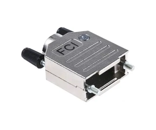 63-5044-08 Amphenol FCI 8655MH Series Die Cast Zinc D-sub Connector Backshell, 9 Way, Strain Relief 8655MH0902BKLF