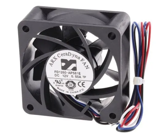 63-5102-23 ARX CeraDyna Series Axial Fan, 60 x 60 x 25mm, 67m³/h, 5.64W, 12 V dc FD1260-AP581E2AL