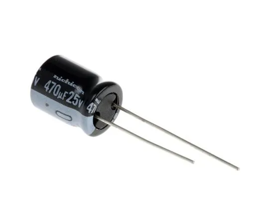 63-5043-10 Nichicon 470μF 25V dc Aluminium Electrolytic Capacitor, Through Hole 10 (Dia.) x 12.5mm +105°C 10mm 5mm UVY1E471MPD