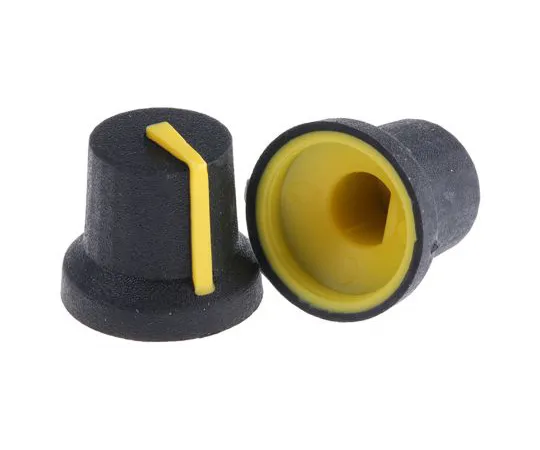 63-5092-27 RS Potentiometer Knob, Push-On Type, 16.8mm Knob Diameter, Black, D Shaped Shaft Type, 6mm Shaft 777-7375