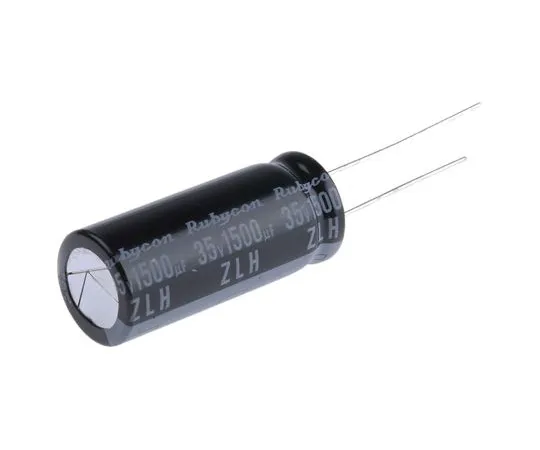 63-4985-16 Rubycon 1500μF 35V dc Aluminium Electrolytic Capacitor, Through Hole 12.5 (Dia.) x 30mm +105°C 12.5mm 5mm 35ZLH1500MEFC12.5X30