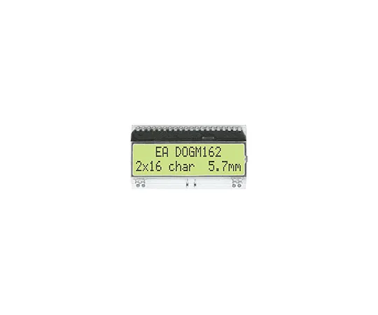 63-5067-42 Electronic Assembly EA DOGM162L-A Alphanumeric LCD Display Yellow-Green, 2 Rows by 16 Characters, Reflective EA DOGM162L-A