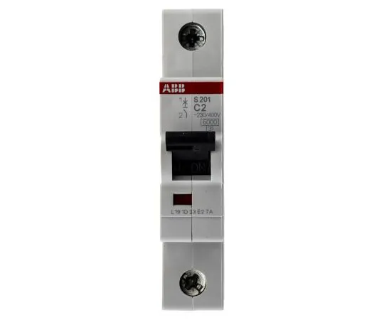 63-5050-35 ABB System M Pro S200 MCB Mini Circuit Breaker 1P, 2 A, 6 kA, Curve C S201-C2