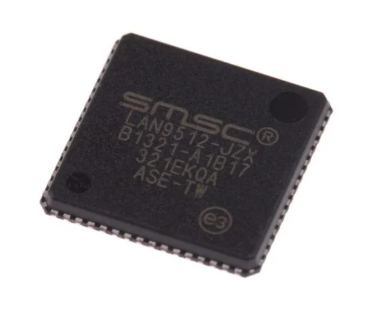 63-5010-67 Microchip LAN9512-JZX, Ethernet Controller, 10 Mbps, 100 Mbps, 3.3 V, 64-Pin QFN LAN9512-JZX